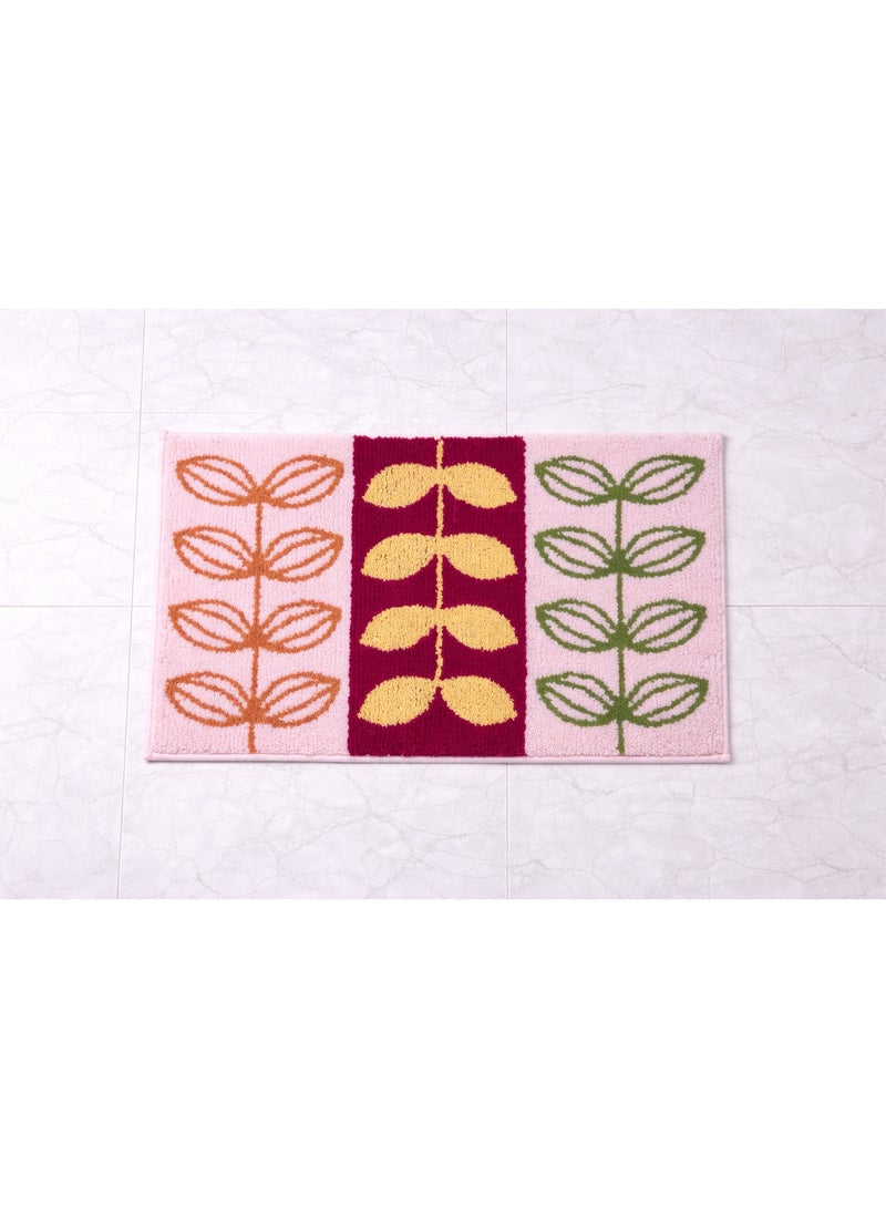 EBREEZZ Modern Floral Pattern Bathroom Mat – Soft Absorbent Microfiber Rug with Non-Slip Backing - Image 1